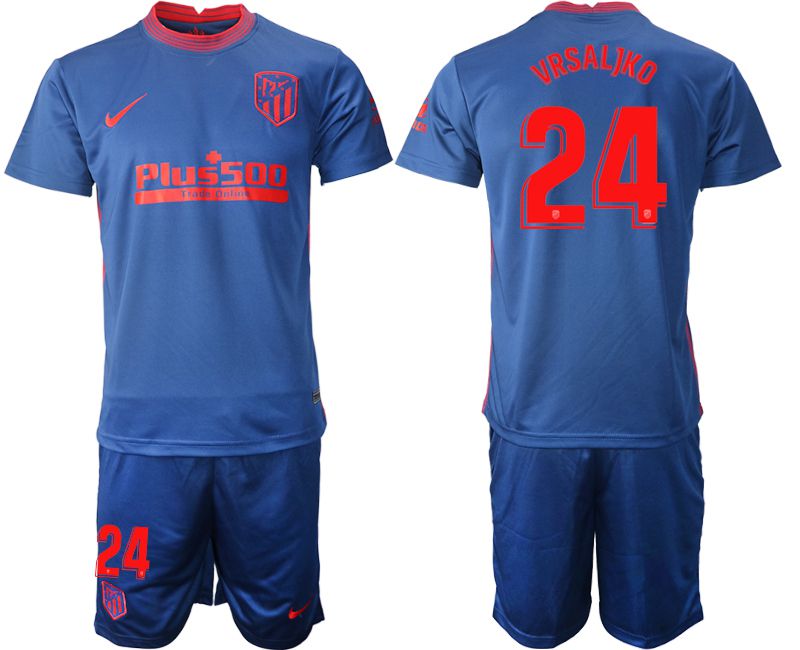 Men 2020-2021 club Atletico Madrid away #24 blue Soccer Jerseys